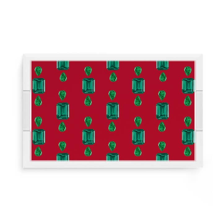 Gem Emeralds Red Acrylic Rectangle Decorative Tray for wholesale by Nicolette Mayer Collection