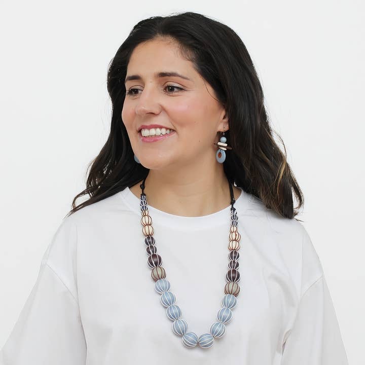 Sylca Designs - Wholesale Beaded/pearl necklace - Brown Pietra Graduated Wrapped Bead Necklace1