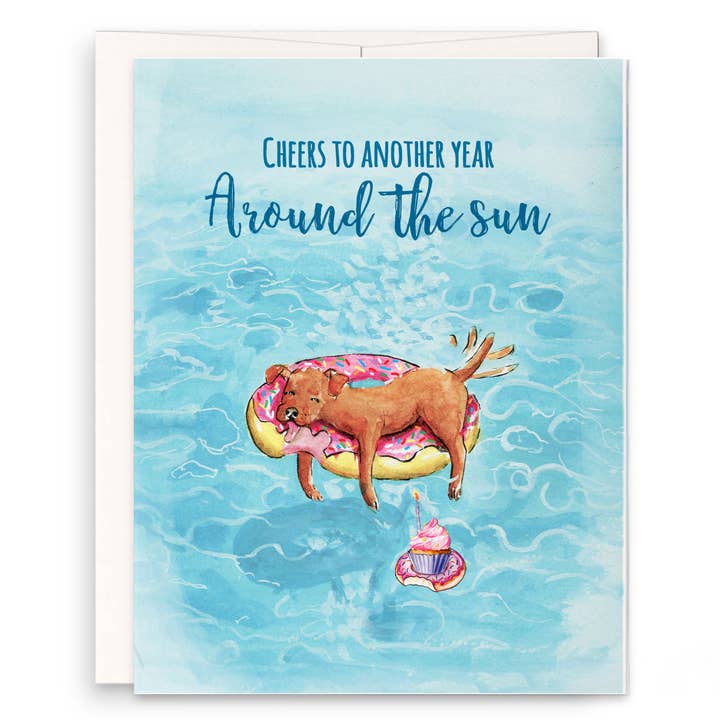 Summer Pool Dog - Tarjeta de cumpleaños divertida para venta al por mayor de Liyana Studio