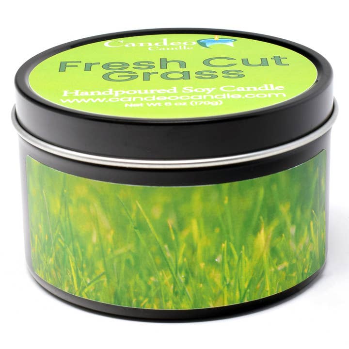 Fresh Cut Grass, 6oz Soy Candle Tin for wholesale by Candeo Candle