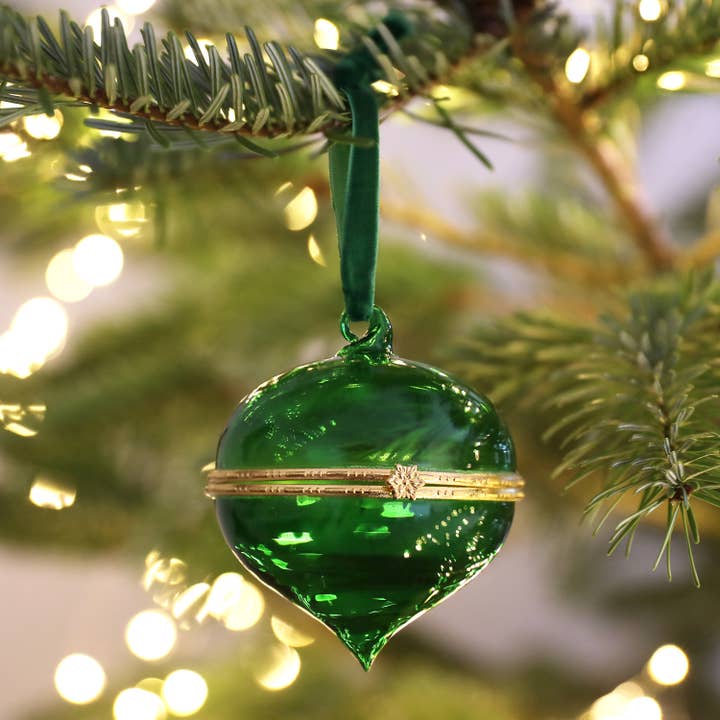 Lisa Angel - Wholesale Christmas Decoration - Green Glass Opening Bauble
