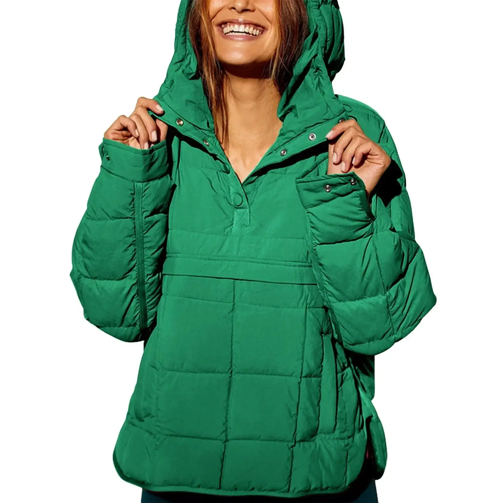 Sweetkama – wholesale Puffer jacket – Women’s – Ladies Button Pullover Hooded Padded Puff Jacket SKT475519