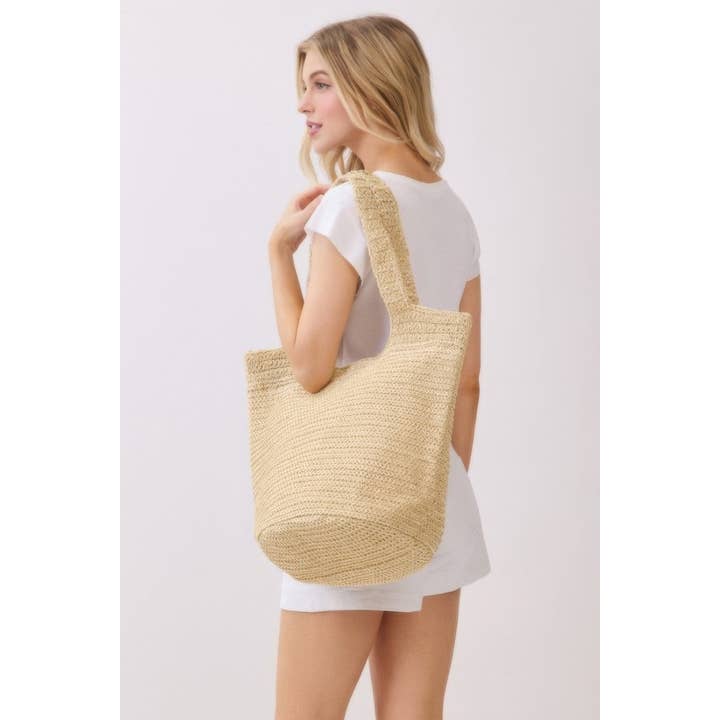 CC Wholesale Clothing - Wholesale Tote Bag - Women's - Round Bottom Handmade Strap Woven Straw Tote Bag1