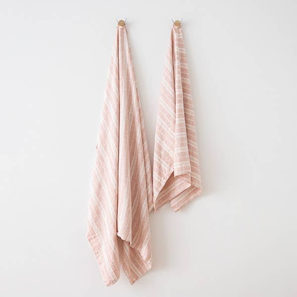 Linen Beach Towel Rosa Multistripe for wholesale by LinenMe
