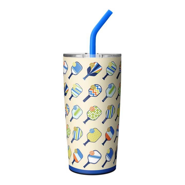 20oz Pickleball Design Bulk Stainless Steel Tumblers with Lids and Straws for wholesale by OEELINN