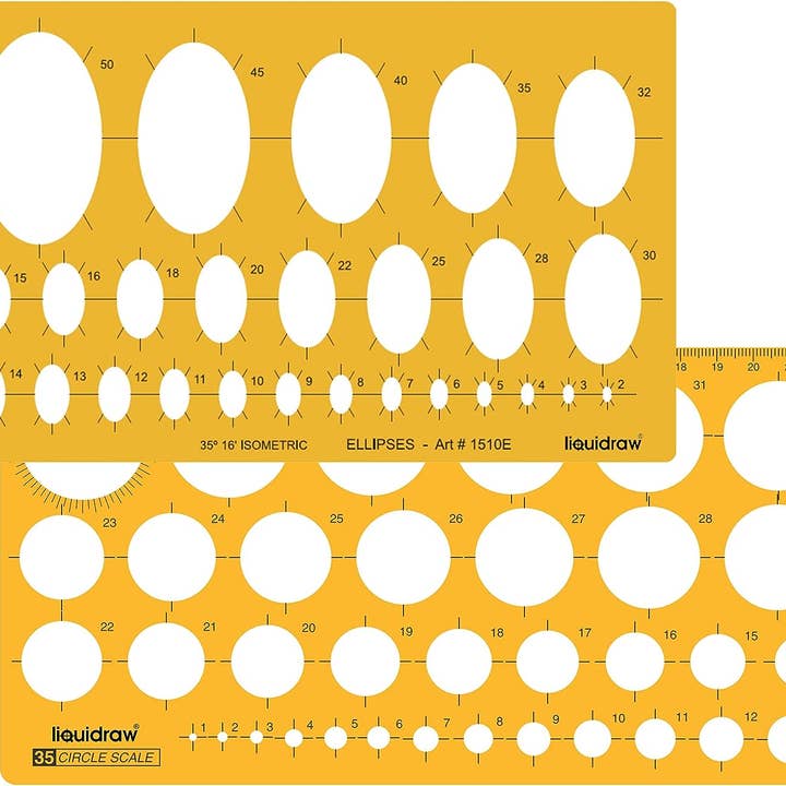 Liquidraw Circle Template Stencil Ellipse Oval Triangle Square Hexagon Geometry Shapes Templates For Drawing Rulers Technical Drafting Stencils Engineering Architecture (Circle & Ellipse Combination) for wholesale by Liquidraw