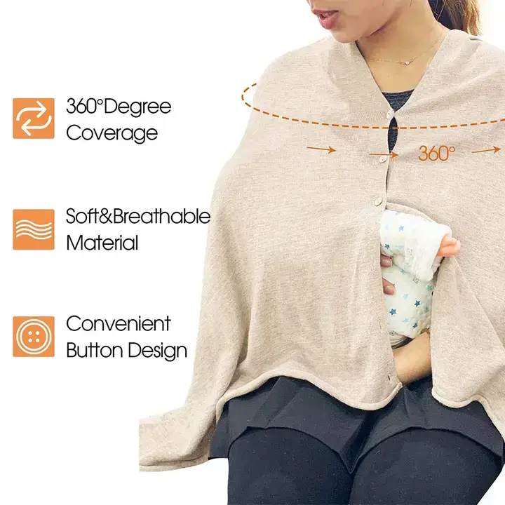 Fennco Styles - Wholesale Poncho - Dames - Ivoor multifunctionele gebreide zachte voedingssjaal poncho (Kopie)1