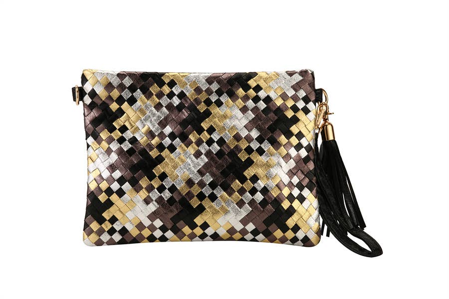 Nima Accessories Inc - Vente Pochette – femme - Pochette tissée en simili cuir multicolore pour femme0