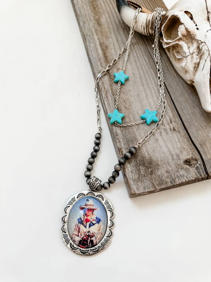 Western Cowboy Pendant Necklace - Turquoise Stars for wholesale by Boho Ranch Shop