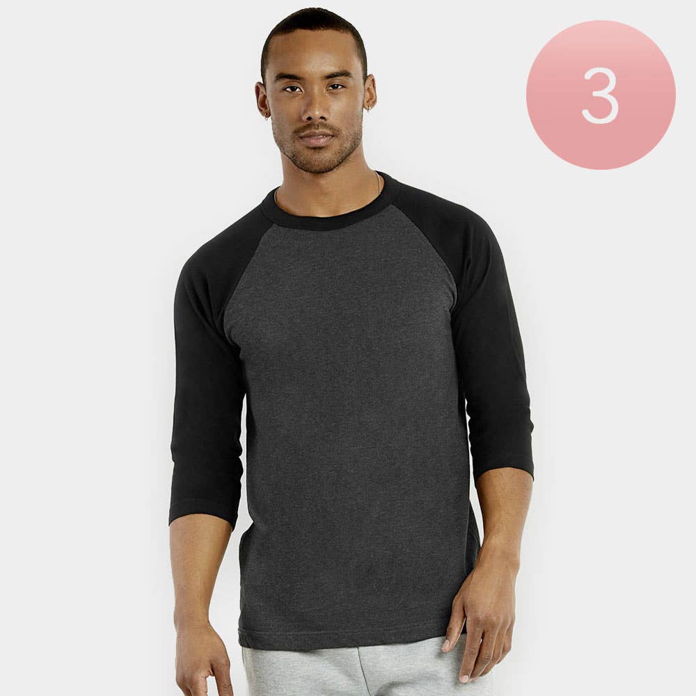 Sensibling Corp. - Wholesale T-Shirt - Men's - 3PCS - Men's 3/4 Sleeve Raglan T-Shirts2