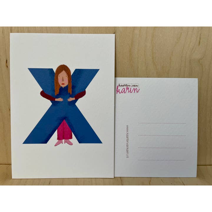 Postcard for a woman with the letter X for wholesale by Kaarten van Karin