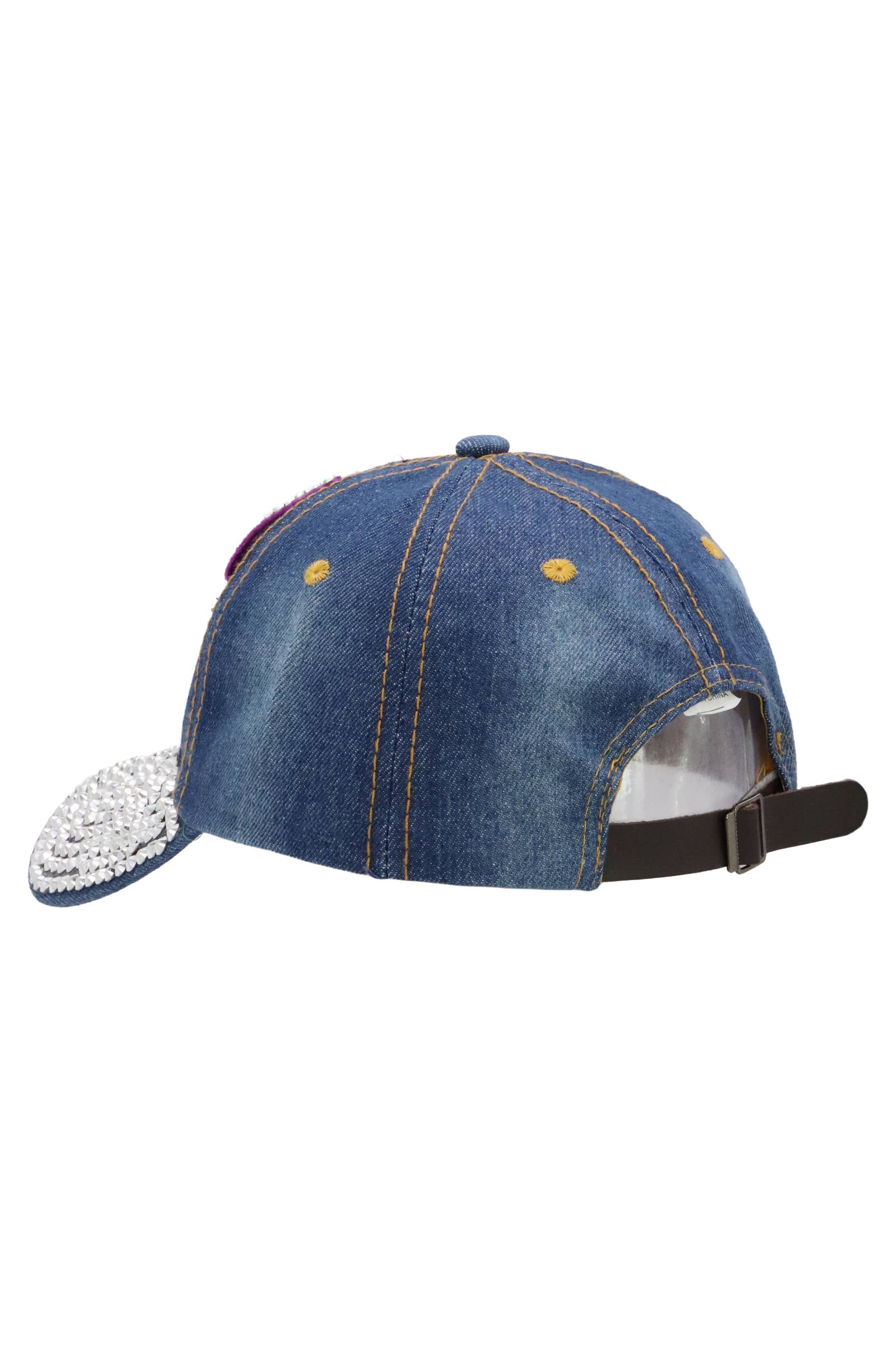 Cap Zone - Wholesale Baseball Cap - Women's - Butterfly Bling Rhinestone Denim Blue Baseball Cap2