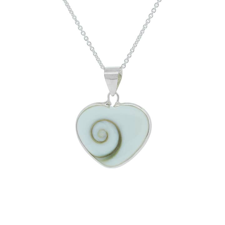 Shivas Eye Heart Pendant with 18" Trace Chain and Box for wholesale by Nova Silver