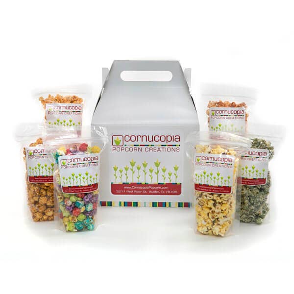 Austin Mix - KLAR Stehbeutel (Vegan, GF) für den Großhandel von Cornucopia Popcorn