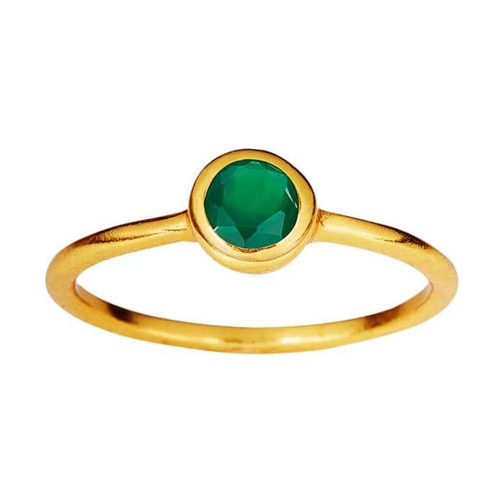 Gold Plated Ring with Green Onyx for wholesale by Juulry