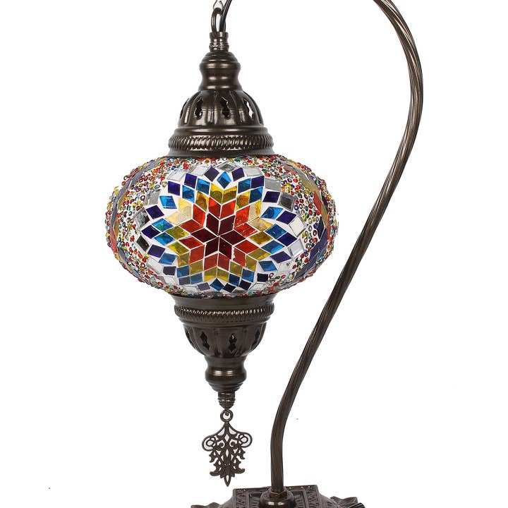 Import Corner - Wholesale Accent/Desk Lamp - 95711-20: BOXED TURKISH MOSAIC GOOSENECK W/ 7" PRESSED SHADE