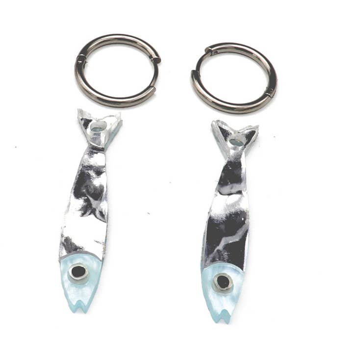 Mini Sardine Hoop Earrings- Silver for wholesale by dconstruct