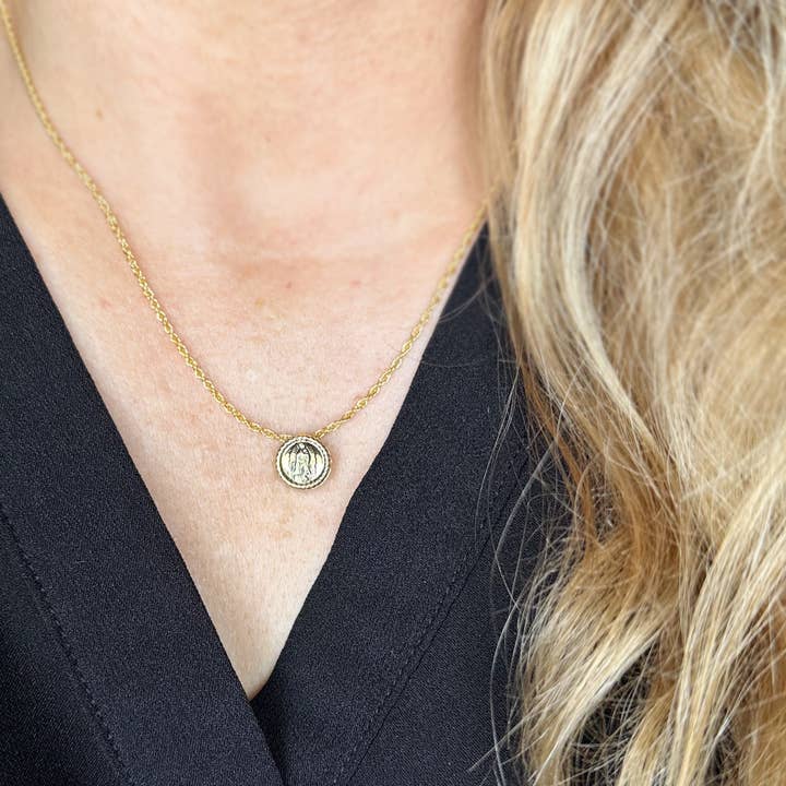 GoldFi - Wholesale Pendant/Charm Necklace - 18k Gold Filled Mini Lady Guadalupe Necklace