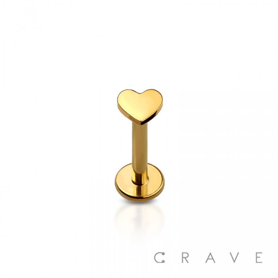CRAVE - Wholesale Stud/Post Earrings - HEART IMPLANT GRADE TITANIUM THREADLESS PUSH IN LABRET1