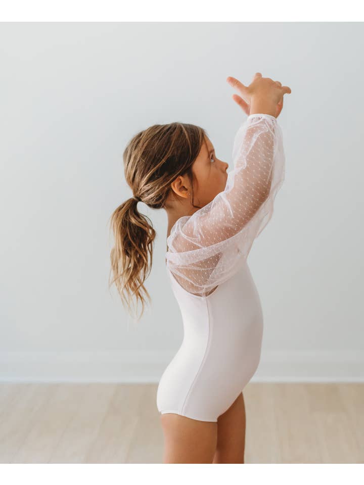 Cheeky Plum - Wholesale Leotard – Child - Mesh Long Sleeve Leotard - Pink Bliss3