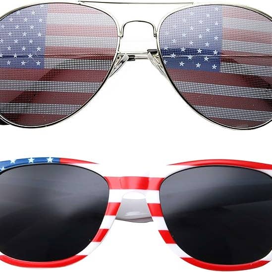 grinderPUNCH - Wholesale Sunglasses - Unisex - 2 Pair Combo Patriotic American US Flag Sunglasses