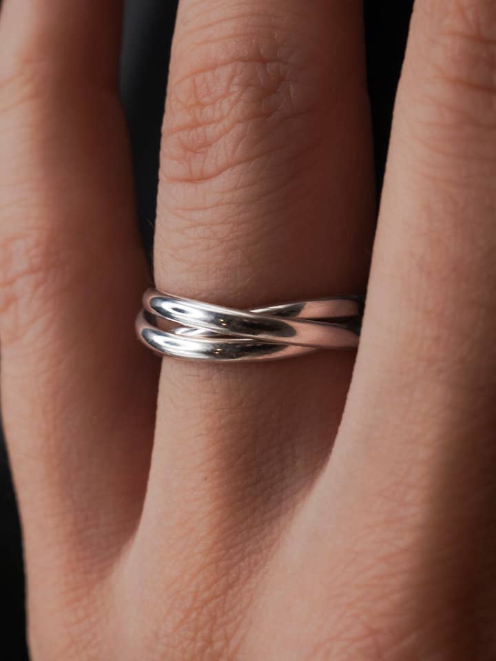 Tjockt sammanlänkande set med 3 ringar, sterlingsilver för wholesale av Hannah Naomi