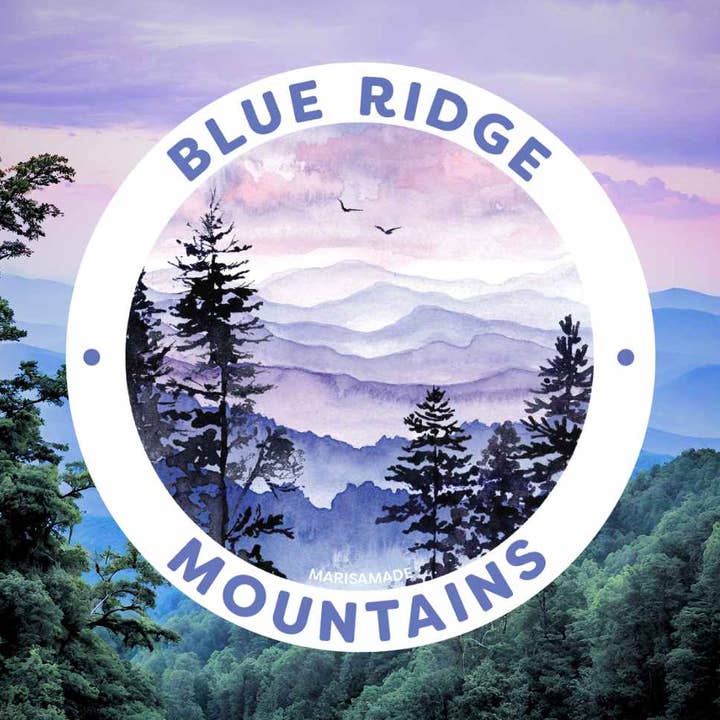 Blue Ridge Mountains Sticker for wholesale by MARISAMADE