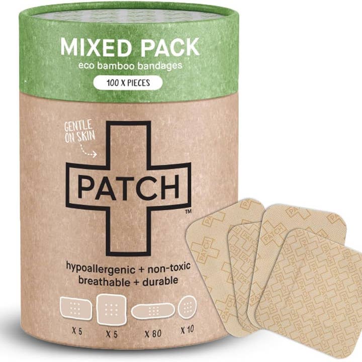 PATCH MIXED PACK - 100 Assorted Size Bandages for wholesale by PATCH - Eco First Aid