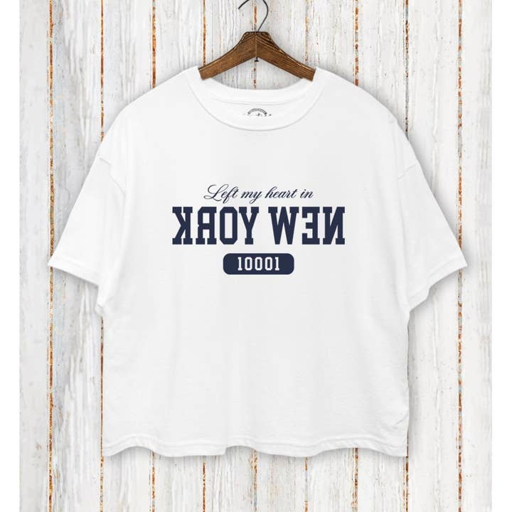 TC550-P7225 NOVA IORQUE T-SHIRT CURTA E LARGA COM ESTAMPA GRÁFICA por atacado de VINTAGE POINT USA