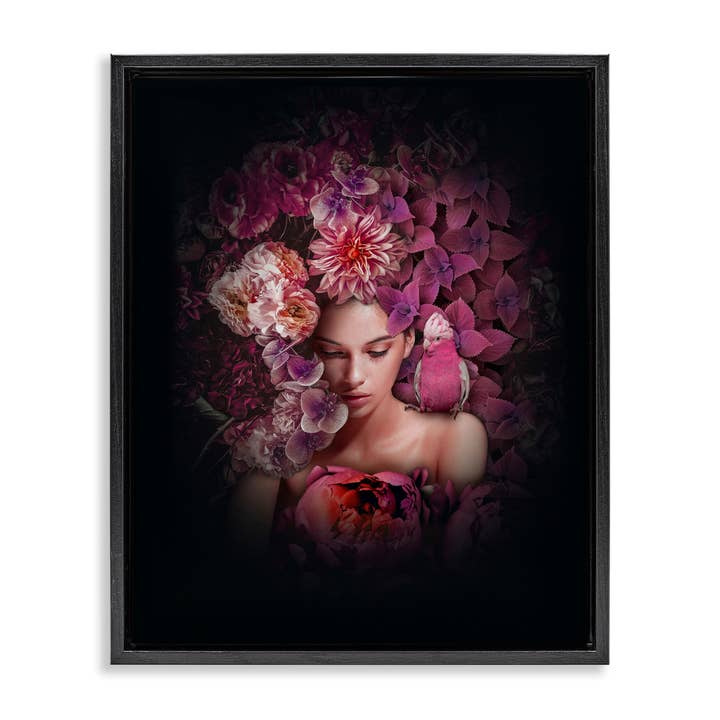 Arte incorniciata galleggiante donna fiori circolari per la vendita all'ingrosso da parte di Stupell Industries