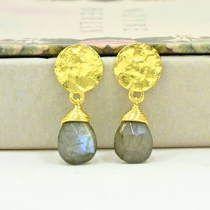 Schmuckoo Berlin - Wholesale Dangle Earrings - Abigail Earring Gold Plated - Labradorite