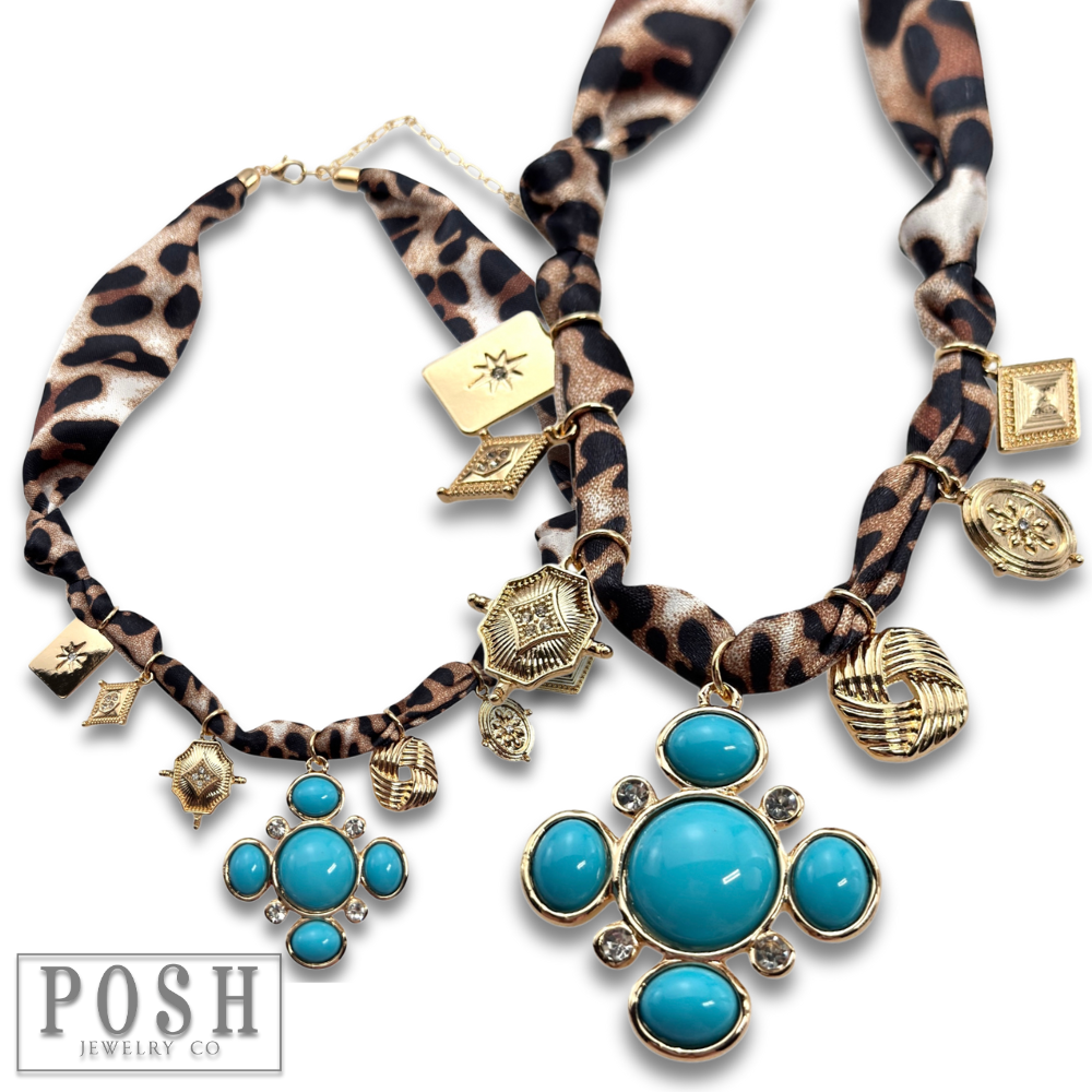 Pink Panache Brands - Wholesale Pendant/Charm Necklace - Leopard print scarf charm necklace0