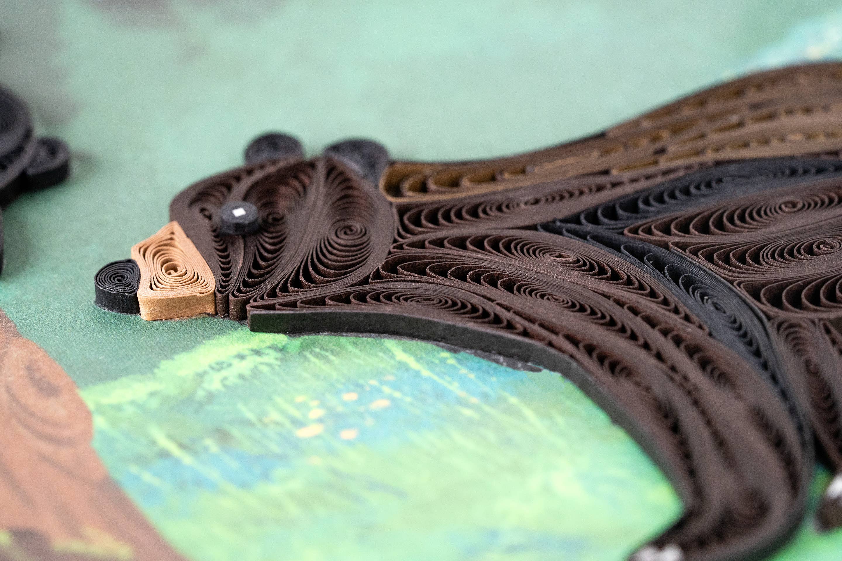 Quilling Card - Vente Carte de vœux classique - Carte de vœux en forme d'ours noir et d'ourson en plumes1