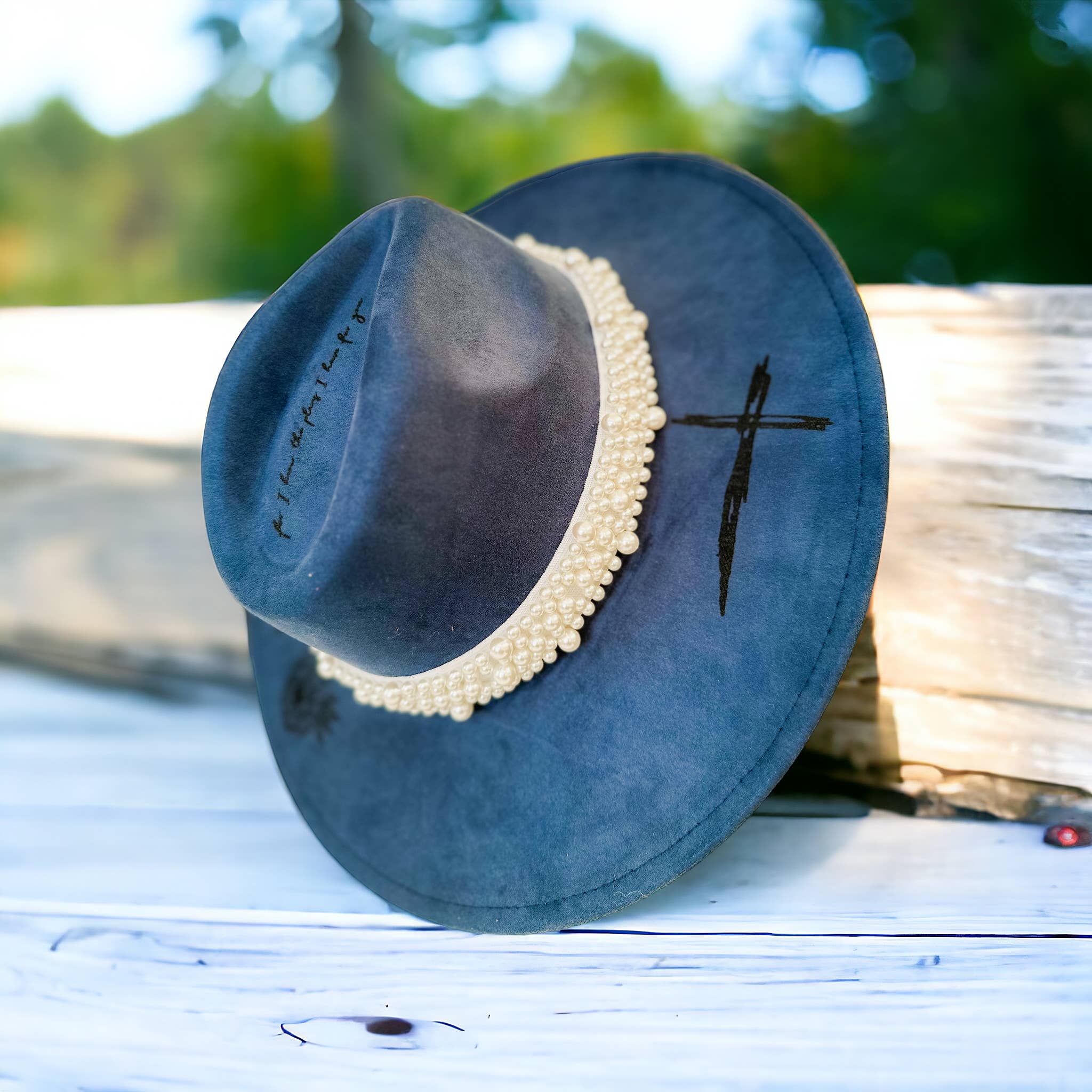 Wild Indigo - Vente Chapeau en feutre - femme - Chapeau Western Burned Hat For I know the Plans Florals Cross2