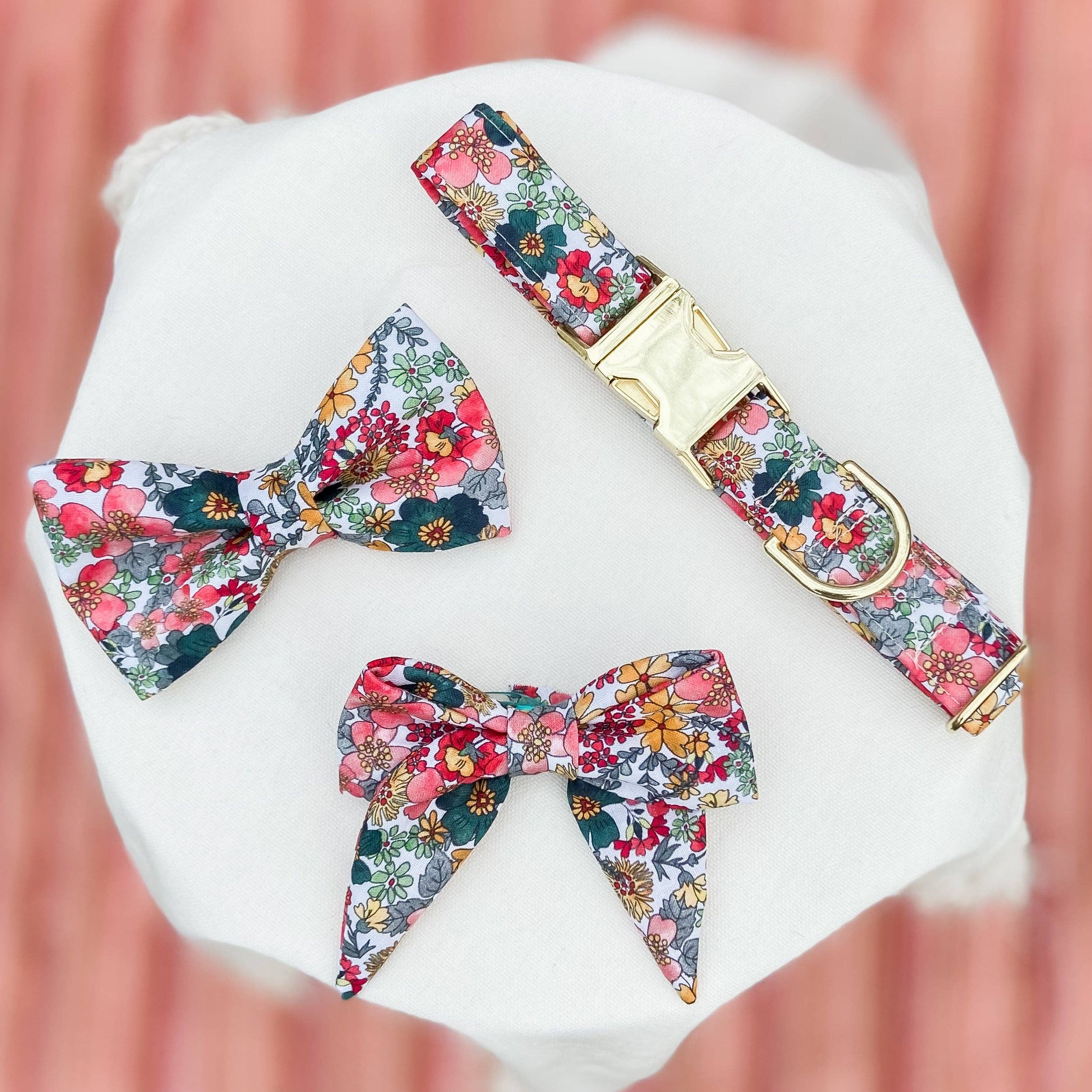 doggish - Wholesale Pet Collar - Dog - Vintage inspired  floral dog collar with gold hardware2