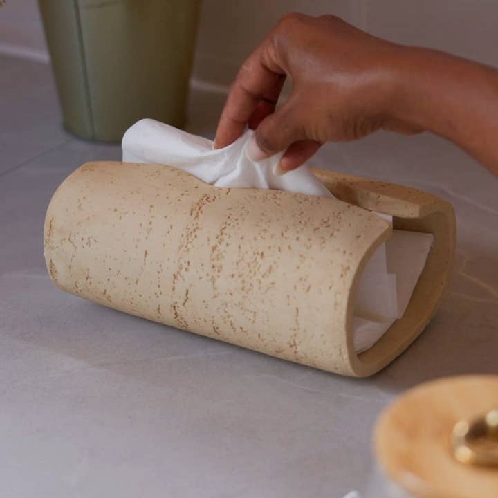 Porta fazzoletti in pietra di travertino per la vendita all'ingrosso da parte di So At Nature