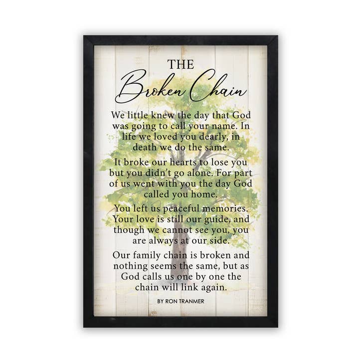 Bereavement Tree Memorial Frame Shadow Box: The Broken Chain for wholesale by LifeSong Milestones