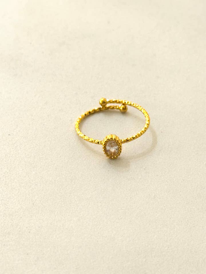 Minimale Ellipsvormige Ring met Witte Zirconia voor wholesale door Cassette Barcelona