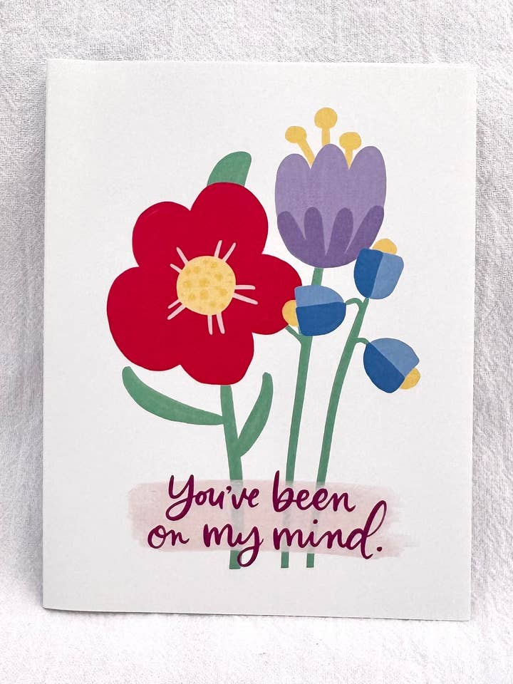 Tarjeta de felicitación floral con texto en inglés «Has estado en mi mente» para venta al por mayor de Anna Parade