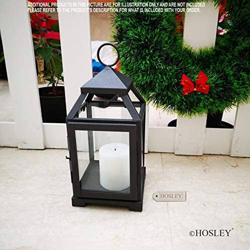 Hosley - Wholesale Lantern - Hosley® Set of 2,Iron Lanter Brown with Clear Glass 12.13IN3
