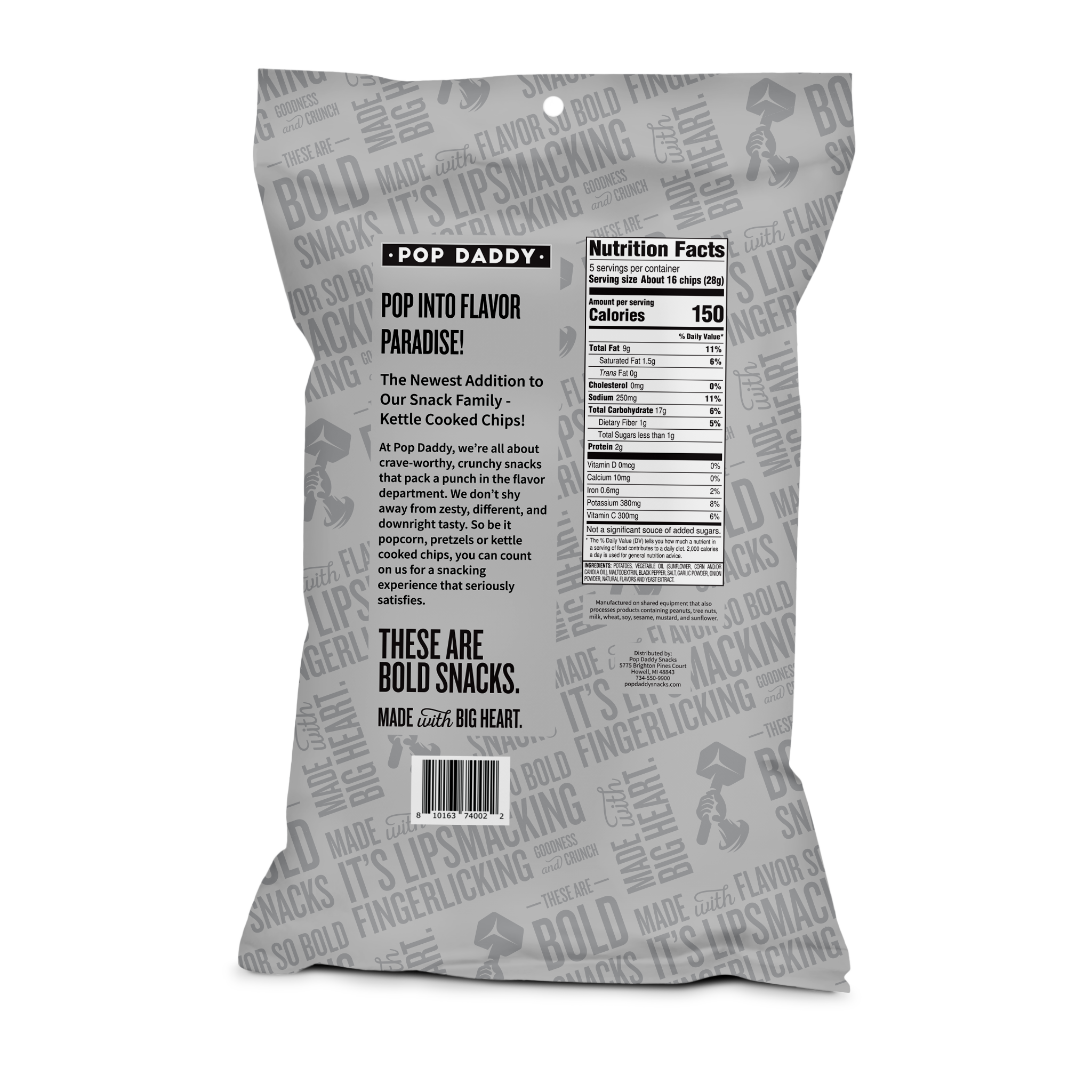 Pop Daddy Snacks - Vente Chips - Croustilles cuites au poivre concassé et au sel de mer, 5 oz1