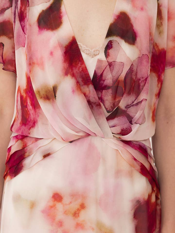 V Neck Print Mini Dress for wholesale by ANT WOMAN COLLECTION