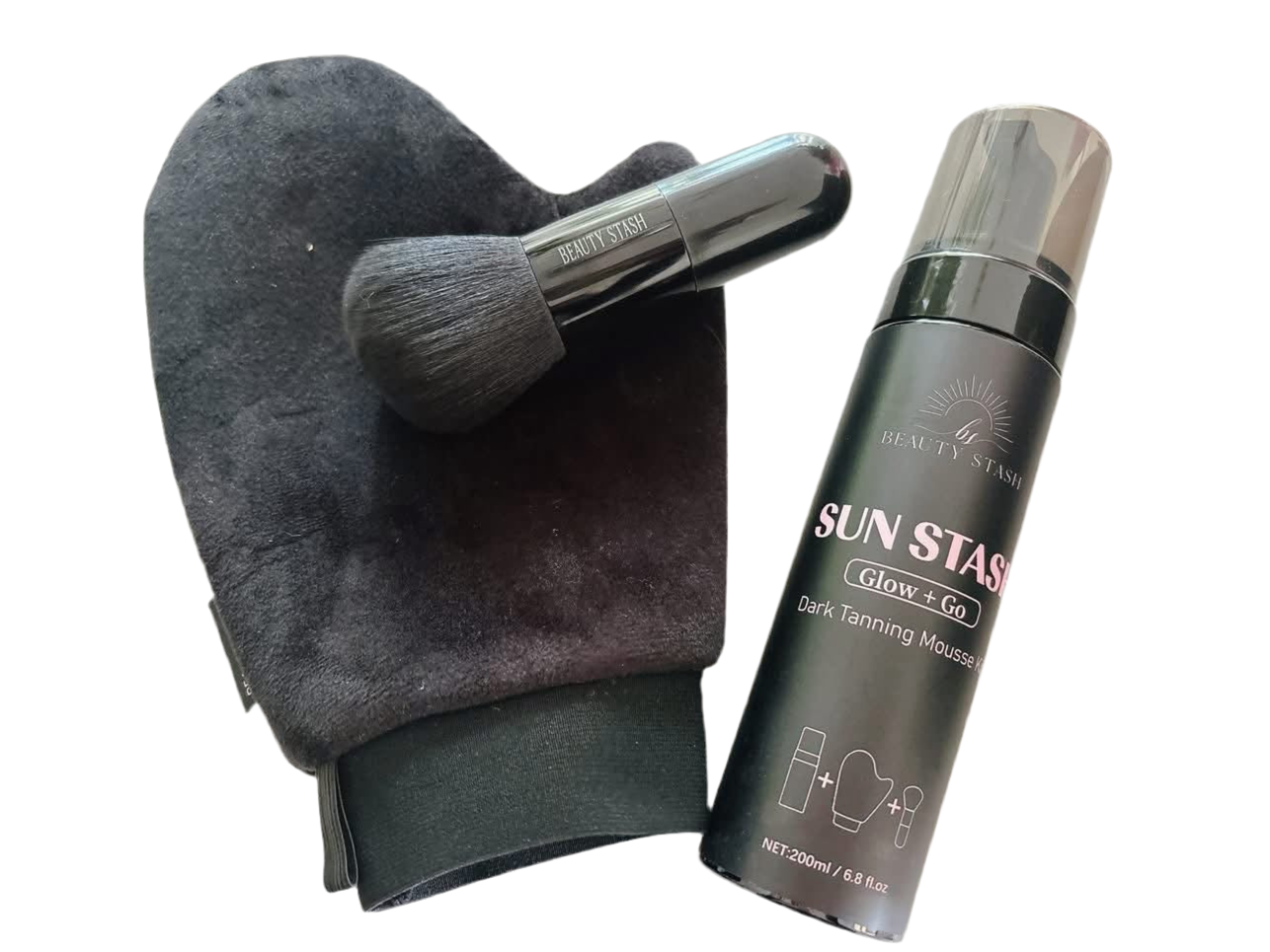 Beauty Stash - Wholesale Self-Tanner - Sun Stash Glow + Go Complete Tanning Kit – Sunless Self-Tanning Foam with Mitt & Brush, 6.3oz10