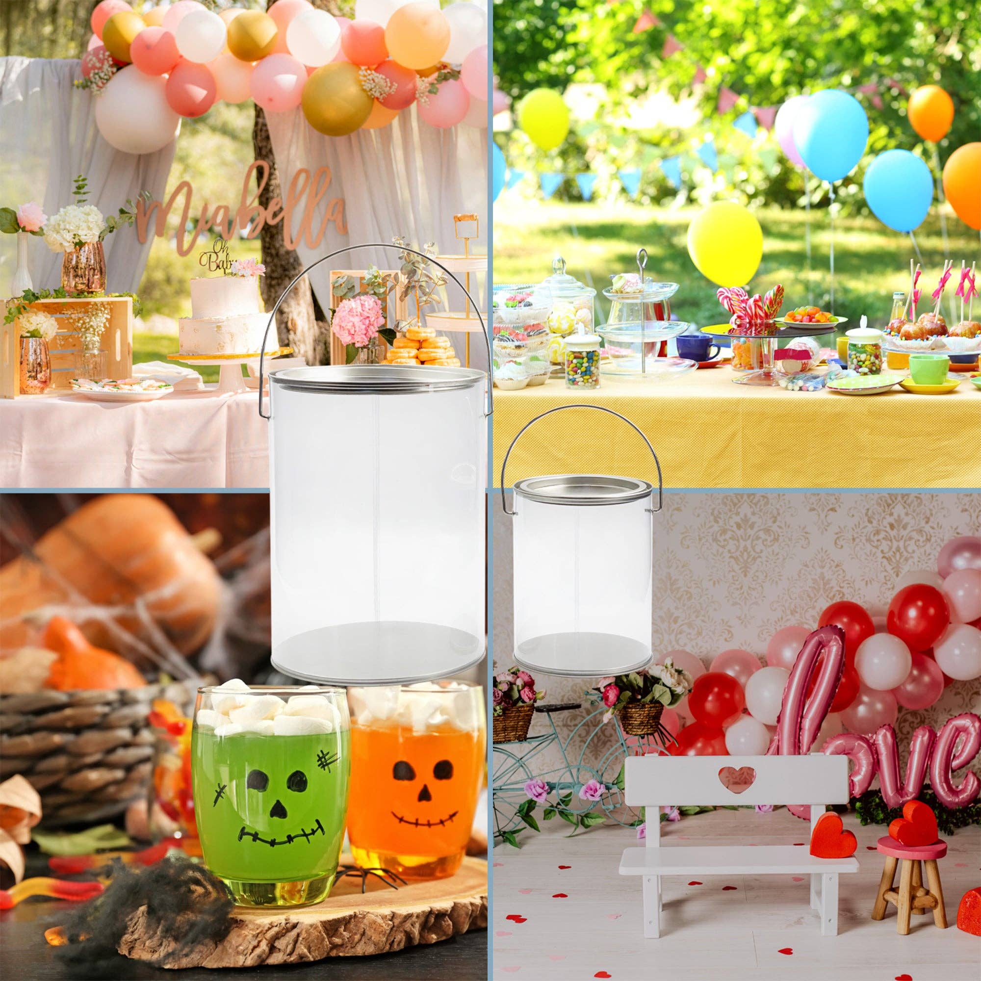 Kurated Korner – wholesale Decorative jar – Cornucopia Clear Plastic Paint Cans, 1Gal & 1qt (Set of 2)1