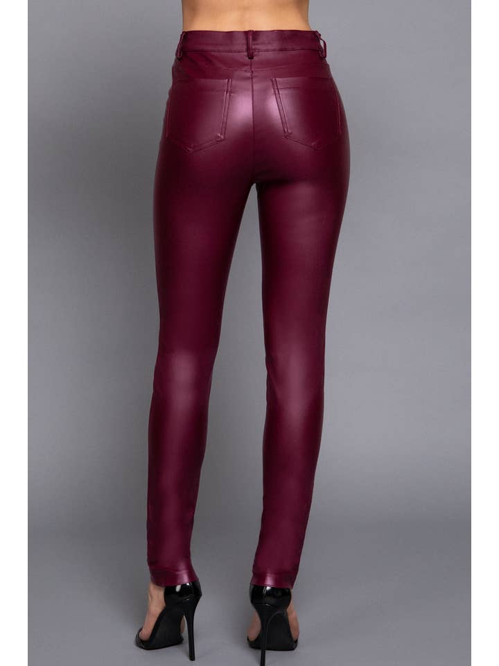 Active Basic | Active USA - Wholesale Pants - Women's - Pu Faux Leather Coated Long Pants 9