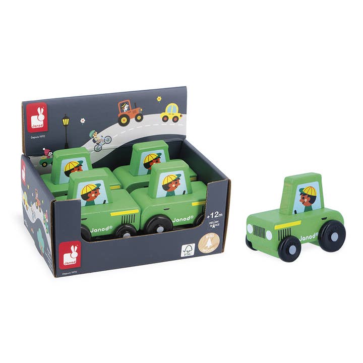 Janod - Wholesale Toy Set - Kids - Crossroads | Countryside | Green Tractor | Display x4
