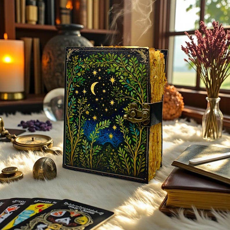 Leatherooze - Vente Journal intime - Journal vintage en cuir – Livre des Ombres Arbre de Lune2
