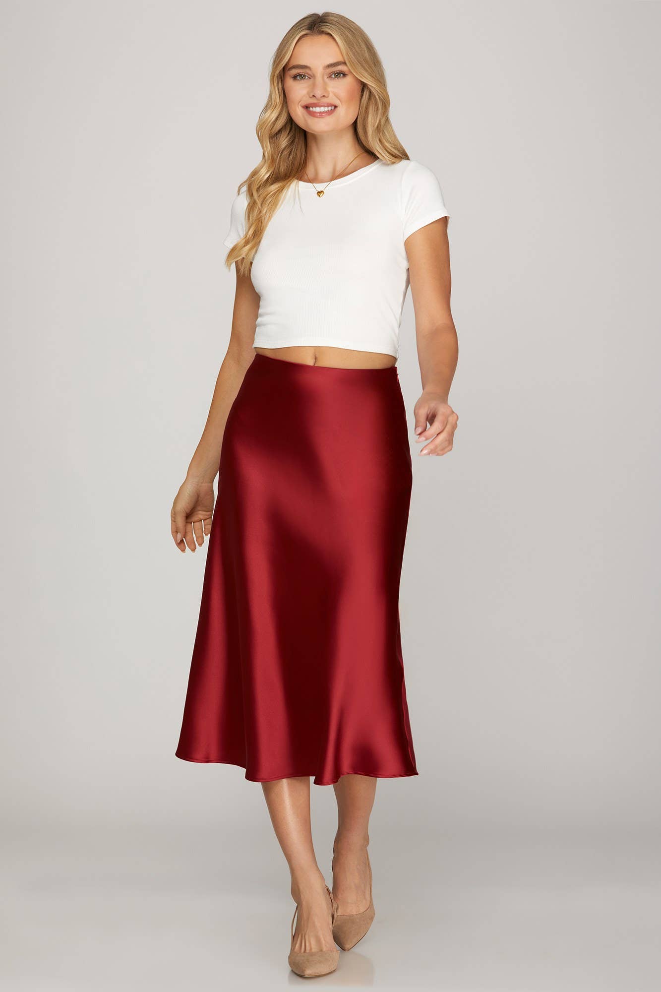 Peace Love Line - Wholesale Skirt - Women's - PL9128 - SATIN BIAS MIDI SKIRT10