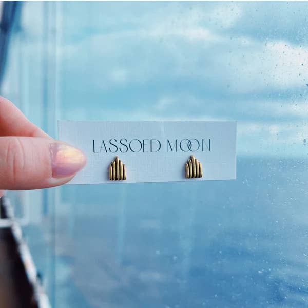 Lassoed Moon - Wholesale Stud/Post Earrings - Gold Art Deco Architecture Studs5