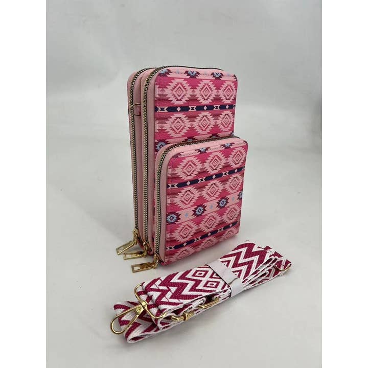 Nativo - Wholesale Crossbody Bag - Women's - PUR12-DPNK - Full PU, Crossbody Phone Bag, Dakota Pink